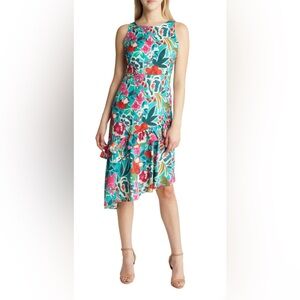 Sam Edelman Tropical Ruffle Cutout Asymmetrical Midi Dress